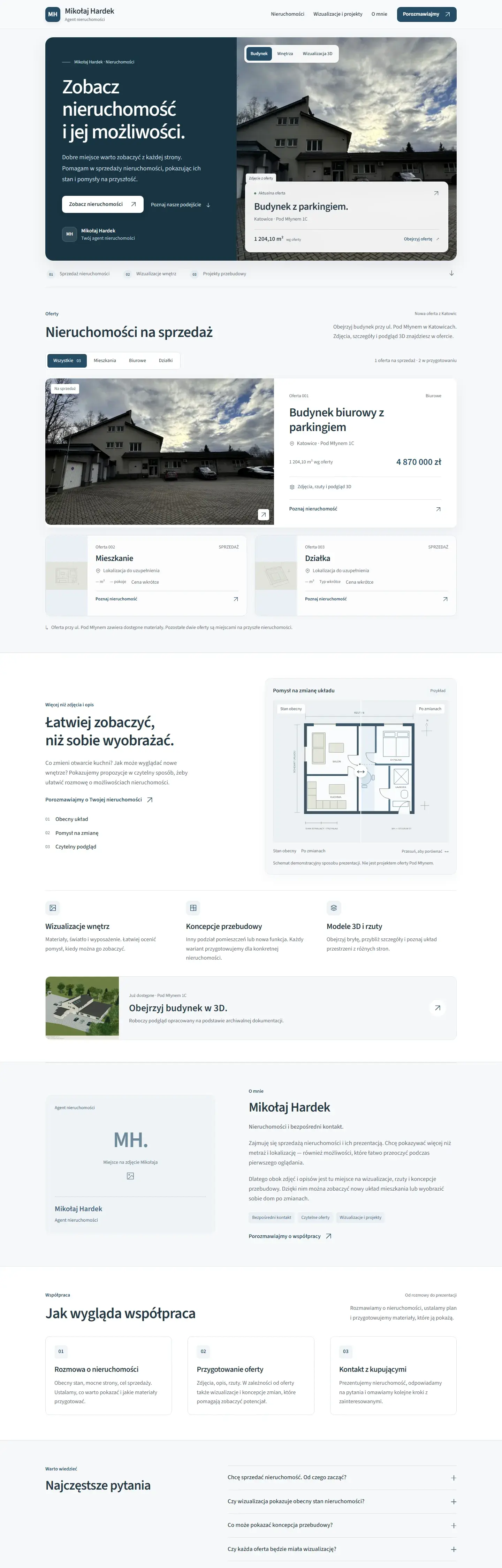 A real estate agent's website with a featured listing